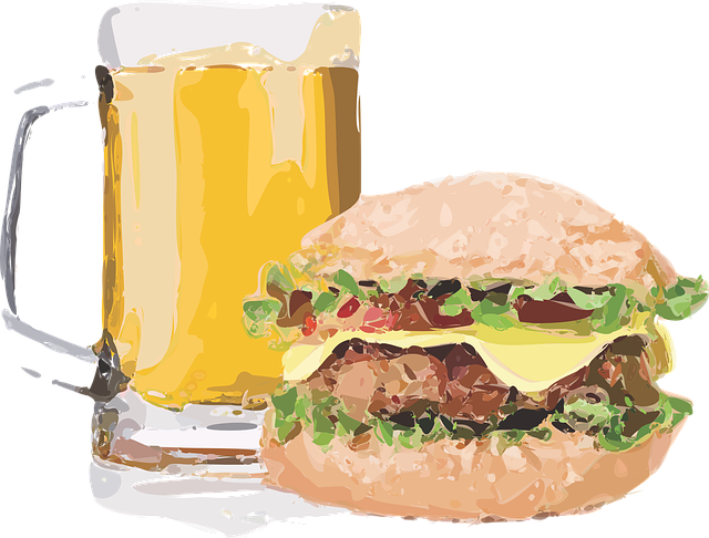 beer and hamburger